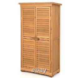 Outdoor Wooden Storage Shed Solid Wood Garden Tool Cabinet With3 Removable Shelves