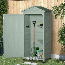 Outsunny 74x55x155cm Garden Storage Shed Cabinet 2 Shelves Hooks Lock Green