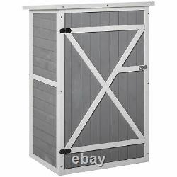 Outsunny Fir Wood Garden Shed Outdoor Tool Storage with 2 Shelves Grey