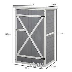 Outsunny Fir Wood Garden Shed Outdoor Tool Storage with Latched Doors Grey
