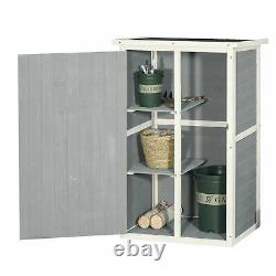 Outsunny Fir Wood Garden Shed Outdoor Tool Storage with Latched Doors Grey