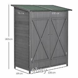 Outsunny Garden Shed Cabinet Box Unit Tool Storage Shelves Wooden Tool Box Grey