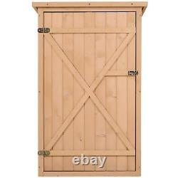 Outsunny Garden Shed Outdoor Tool Storage with 2 Shelve 75 x 56 x115cm Natural