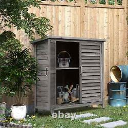 Outsunny Garden Shed Wooden Garden Storage Shed 2 Door Unit Solid Fir Wood