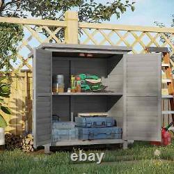 Outsunny Garden Shed Wooden Garden Storage Shed 2 Door Unit Solid Fir Wood