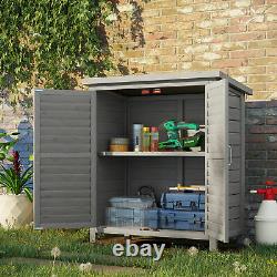 Outsunny Garden Storage Shed Solid Fir Wood Garage Organisation, Grey