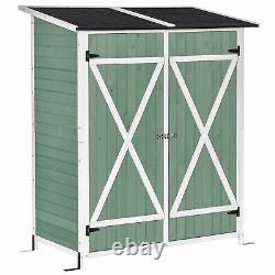 Outsunny Garden Storage Shed Tool Organizer with Table, Hook, 139x75x160cm, Green