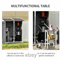 Outsunny Garden Storage Shed Tool Organizer with Table, Hooks, Ground Nails