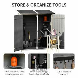 Outsunny Garden Storage Shed Tool Organizer with Table, Hooks, Ground Nails