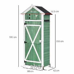 Outsunny Garden Storage Shed with Workstation, Asphalt Roof, 182x78x52.5cm, Green