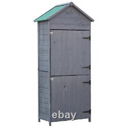 Outsunny Outdoor Garden Shed Wooden Tool Storage Utility Cabinet 2 Door Grey