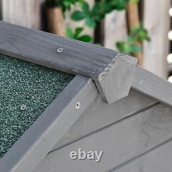 Outsunny Wood Garden Shed Patio Tool Kit Storage Shelf with Tilted-felt Roof Grey