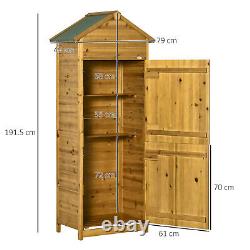 Outsunny Wood Garden Storage Shed Tool Cabinet with Roof, 191.5x79x49cm, Natural