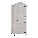 Outsunny Wooden Garden Cabinet 4-Tier Storage Shed with Hook Foot Pad Light Grey