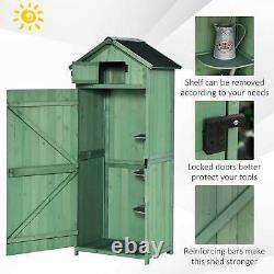 Outsunny Wooden Garden Shed Beach Hut Style Outdoor Tool Storage Box Green