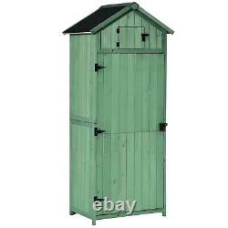 Outsunny Wooden Garden Shed Beach Hut Style Outdoor Tool Storage Box Green