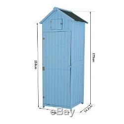 Outsunny Wooden Garden Shed Beach Hut Style Outdoor Tool Storage Sentry Box Blue