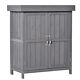 Outsunny Wooden Garden Shed Double Door Tool Storage House, 74x43x88cm, Grey