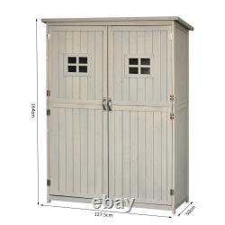 Outsunny Wooden Garden Shed Double Door Windows Tool Storage Shelves Asphalt