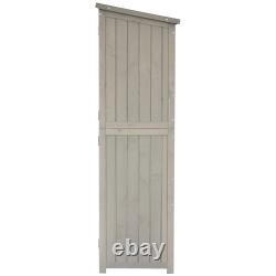 Outsunny Wooden Garden Shed Double Door Windows Tool Storage Shelves Asphalt