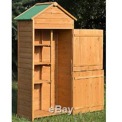 Outsunny Wooden Garden Shed Outdoor Tool Storage Cabinet Shelves Double Doors