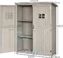 Outsunny Wooden Garden Shed Tool Storage Two Windows Grey
