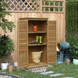 Outsunny Wooden Garden Storage Shed, 3-Tier Shelves Tool Cabinet with Asphalt Roof