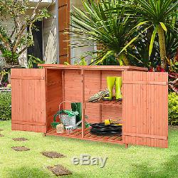 Outsunny Wooden Garden Storage Shed Cabinet Organiser withShelves 128Lx50Wx90H cm