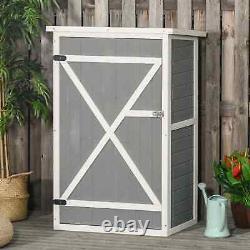 Outsunny Wooden Garden Storage Shed Fir Wood Tool Cabinet Organiser with Shelves