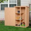 Outsunny Wooden Garden Storage Shed Tool Cabinet Log Store Shelves Lockable
