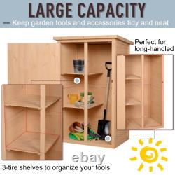 Outsunny Wooden Garden Storage Shed Tool Cabinet Log Store Shelves Lockable