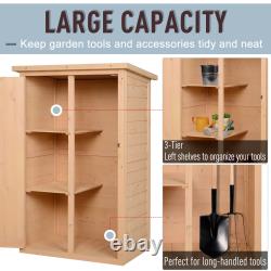 Outsunny Wooden Garden Storage Shed Tool Cabinet Log Store Shelves Lockable