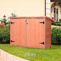 Outsunny Wooden Garden Storage Shed Tool Cabinet Organiser with Shelves Double