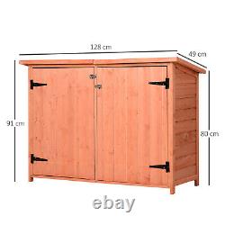 Outsunny Wooden Garden Storage Shed Tool Cabinet Organiser with Shelves Double