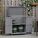 Outsunny Wooden Garden Storage Shed Tool Cabinet Organiser with Shelves, Two