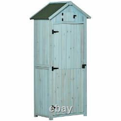 Outsunny Wooden Garden Storage Shed Tool Storage Box, 77 x 54 x 179 cm, Blue