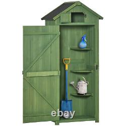 Outsunny Wooden Garden Storage Shed Tool Storage Box, 77 x 54 x 179 cm, Green