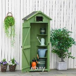 Outsunny Wooden Garden Storage Shed Tool Storage Box, 77 x 54 x 179 cm, Green