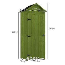 Outsunny Wooden Garden Storage Shed Tool Storage Box, 77 x 54 x 179 cm, Green