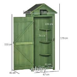 Outsunny Wooden Garden Storage Shed Tool Storage Box, 77 x 54 x 179 cm, Green