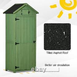 Outsunny Wooden Garden Storage Shed Tool Storage Box, 77 x 54 x 179 cm, Green