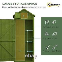 Outsunny Wooden Garden Storage Shed Tool Storage Box, 77 x 54 x 179 cm, Green