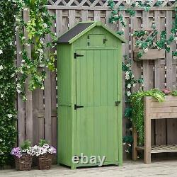 Outsunny Wooden Garden Storage Shed Tool Storage Box, 77 x 54 x 179 cm, Green