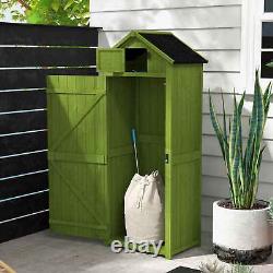 Outsunny Wooden Garden Storage Shed Tool Storage Box, 77 x 54 x 179 cm, Green