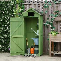 Outsunny Wooden Garden Storage Shed Tool Storage Box, 77 x 54 x 179 cm, Green