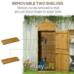 Outsunny Wooden Garden Storage Shed Utility Cabinet withShelves&Door, Natural wood