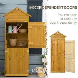 Outsunny Wooden Garden Storage Shed Utility Cabinet withShelves&Door, Natural wood