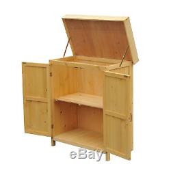 Outsunny Wooden Garden Tool Kit Storage Box Outdoor Cupboard Wood Shed with Shelf