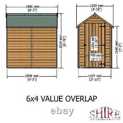 Overlap 6x4 SD Economy Garden Storage Outdoor Wooden Shed