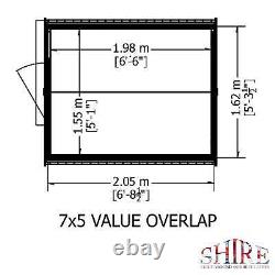 Overlap 7x5 SD Economy Garden Storage Outdoor Wooden Shed